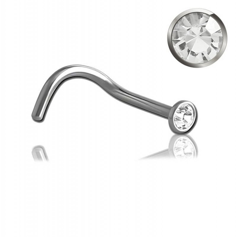 Chirurgenstahl 316L – Nasenstecker Spirale mit flachem Premium-Kristall