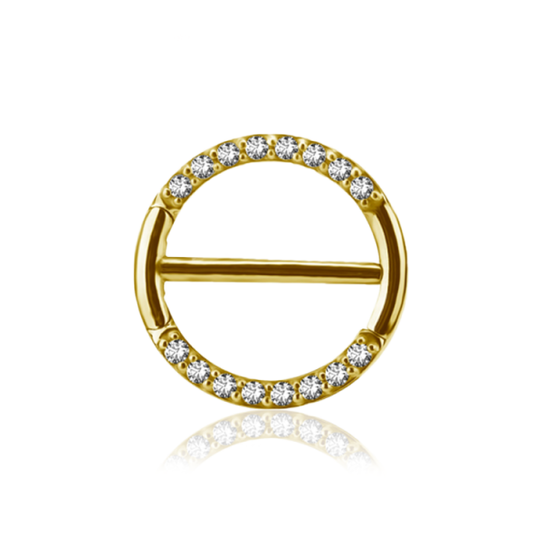 Chirurgenstahl 316L – Nippelpiercing Clicker mit eingefassten Zirkonia & PVD-Beschichtung