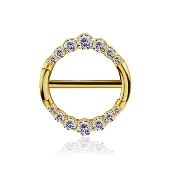 Chirurgenstahl 316L – Nippelpiercing Clicker mit eingefassten Zirkonia & PVD-Beschichtung