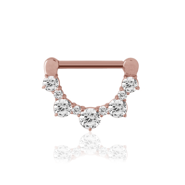 Chirurgenstahl 316L – Nippelpiercing Clicker mit gefassten Zirkonia & PVD-Beschichtung