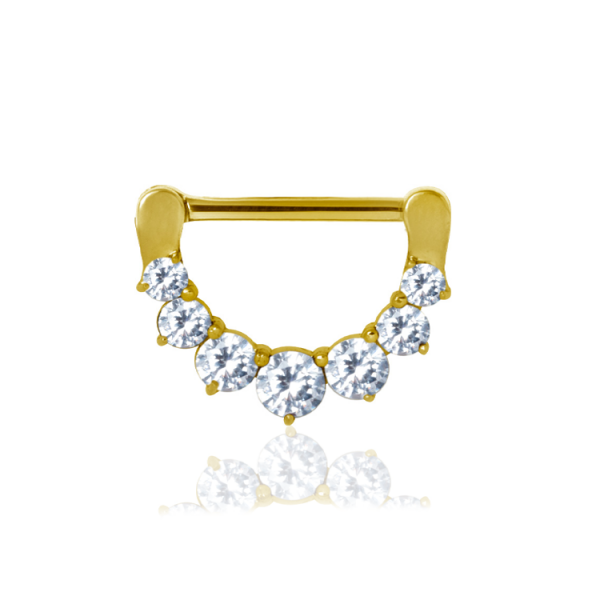 Chirurgenstahl 316L – Nippelpiercing-Clicker mit eingefassten Zirkonia & PVD-Beschichtung