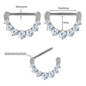 Chirurgenstahl 316L – Nippelpiercing-Clicker mit eingefassten Zirkonia 