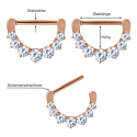 Chirurgenstahl 316L – Nippelpiercing-Clicker mit eingefassten Zirkonia & PVD-Beschichtung