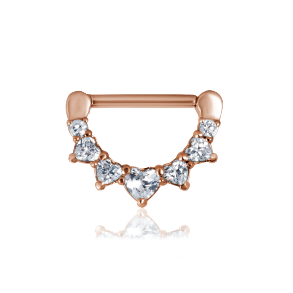 Chirurgenstahl 316L – Nippelpiercing-Clicker mit eingefassten Zirkonia & PVD-Beschichtung (Roségoldfarben)