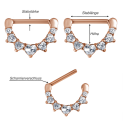 Chirurgenstahl 316L – Nippelpiercing-Clicker mit eingefassten Zirkonia & PVD-Beschichtung (Roségoldfarben)
