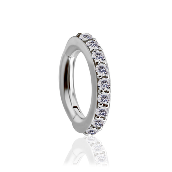 CoCr NF – Ovaler Bauchnabel-Clicker mit eingefassten Premium-Zirkonia