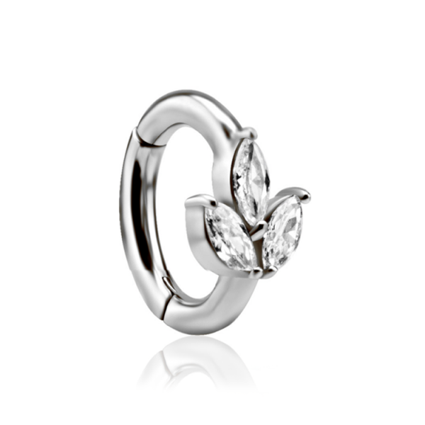 CoCr NF – Ovaler Bauchnabel-Clicker mit eingefassten Premium-Zirkonia