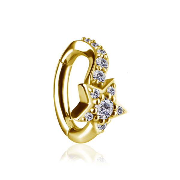 CoCr NF – Ovaler Bauchnabel-Clicker mit eingefassten Premium-Zirkonia & PVD-Beschichtung