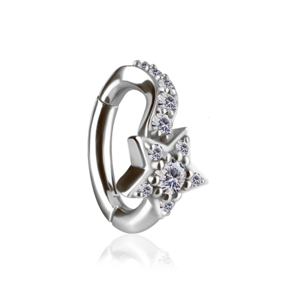 CoCr NF – Ovaler Bauchnabel-Clicker mit eingefassten Premium-Zirkonia