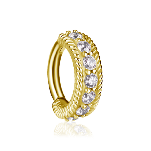 CoCr NF – Ovaler Bauchnabel-Clicker mit eingefassten Premium-Zirkonia & PVD-Beschichtung