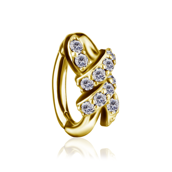 CoCr NF – Ovaler Bauchnabel-Clicker mit eingefassten Premium-Zirkonia & PVD-Beschichtung