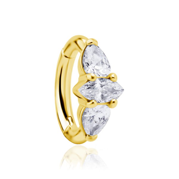 CoCr NF – Ovaler Bauchnabel-Clicker mit gefassten Zirkonia & PVD-Beschichtung