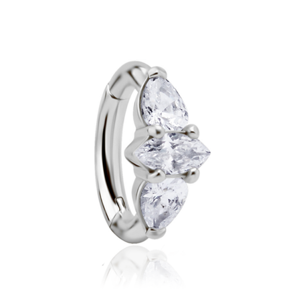 CoCr NF – Ovaler Bauchnabel-Clicker mit gefassten Premium-Zirkonia