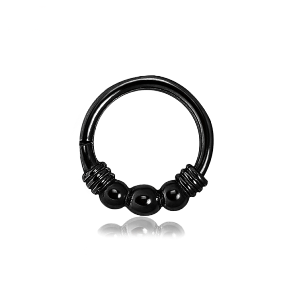 Chirurgenstahl 316L – Conch Segmentring Clicker mit 3 Kugeln & PVD-Beschichtung