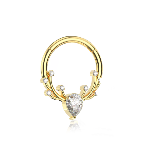 Chirurgenstahl 316L – Conch Segmentring Clicker mit eingefassten Zirkonia & PVD-Beschichtung 