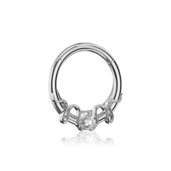 Chirurgenstahl 316L – Conch Segmentring Clicker mit eingefassten Zirkonia 