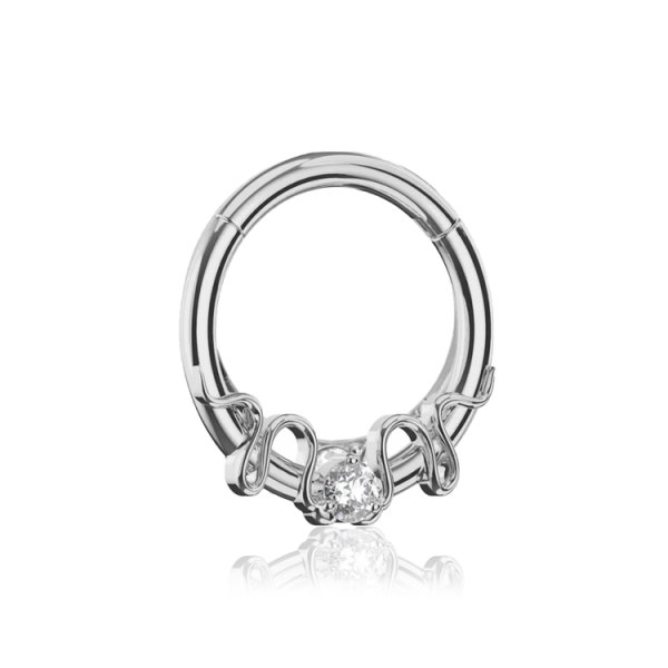 Chirurgenstahl 316L – Conch Segmentring Clicker mit eingefassten Zirkonia 