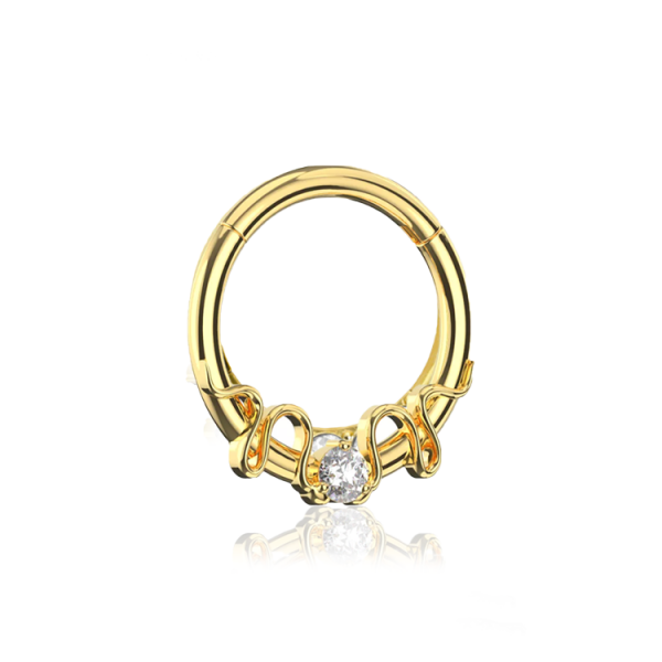 Chirurgenstahl 316L – Conch Segmentring Clicker mit eingefassten Zirkonia & PVD-Beschichtung 