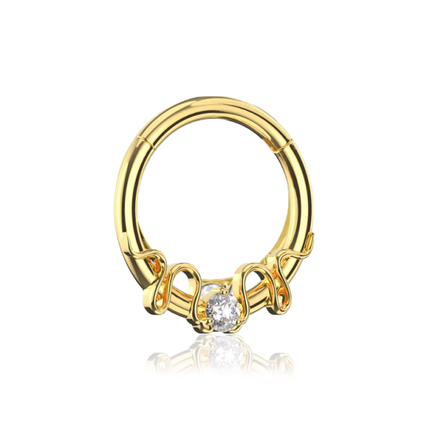 Chirurgenstahl 316L – Conch Segmentring Clicker mit eingefassten Zirkonia & PVD-Beschichtung 