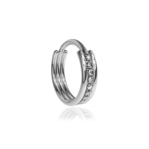 Chirurgenstahl 316L – Conch Segmentring Clicker mit eingefassten Zirkonia 