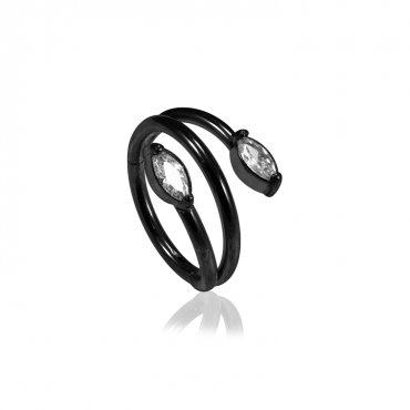 Chirurgenstahl 316L – Conch Segmentring Clicker mit eingefassten Zirkonia & PVD-Beschichtung 