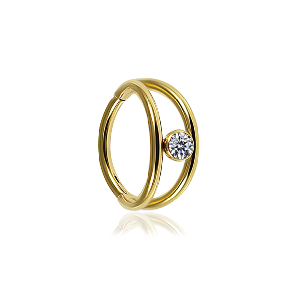Chirurgenstahl 316L – Segmentring-Clicker mit eingefasstem Zirkonia & PVD-Beschichtung