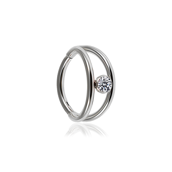 Chirurgenstahl 316L – Segmentring-Clicker mit eingefasstem Zirkonia