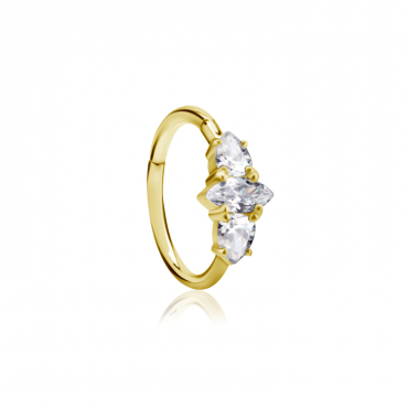 Chirurgenstahl 316L – Conch Segmentring Clicker mit eingefassten Zirkonia & PVD-Beschichtung 