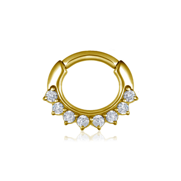 Chirurgenstahl 316L – Ovaler Segmentring Clicker mit eingefassten Zirkonia & PVD-Beschichtung