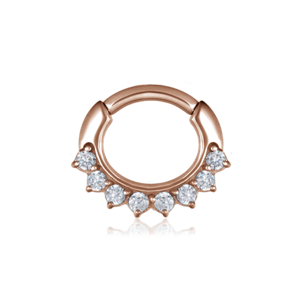 Chirurgenstahl 316L – Ovaler Segmentring Clicker mit eingefassten Zirkonia & PVD-Beschichtung