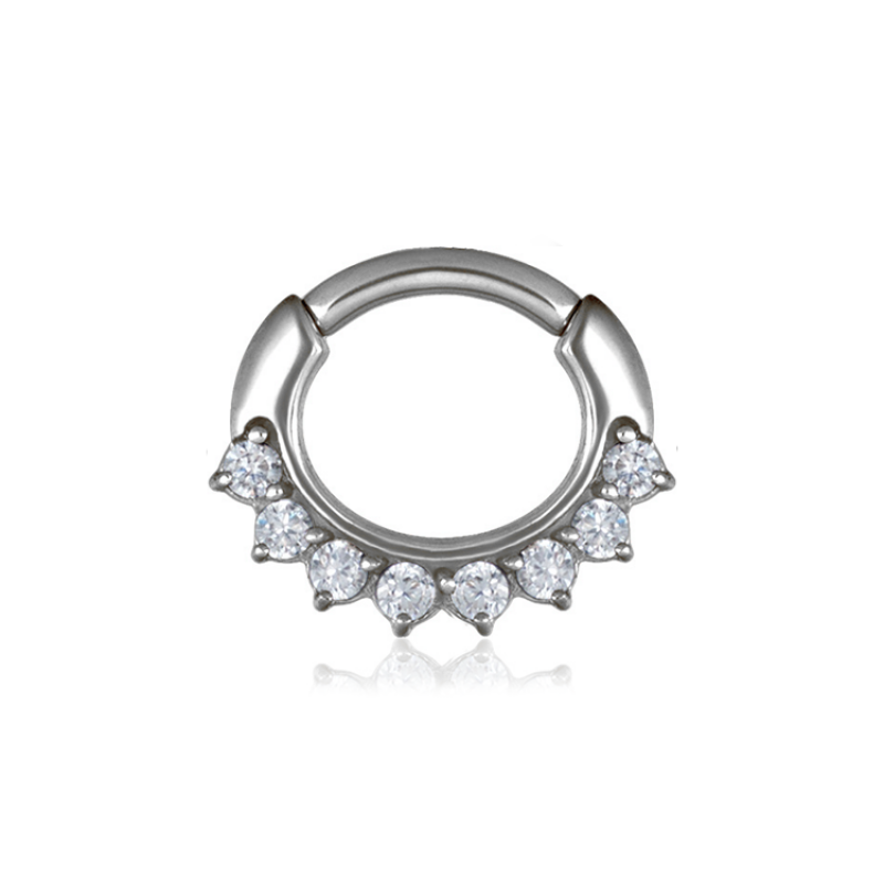 Chirurgenstahl 316L – Ovaler Segmentring Clicker mit acht eingefassten Zirkonia