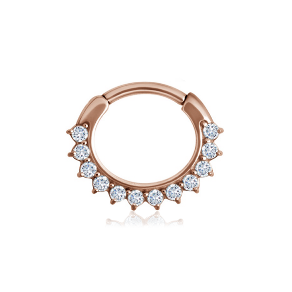 Chirurgenstahl 316L – Ovaler Segmentring Clicker mit eingefassten Zirkonia & PVD-Beschichtung