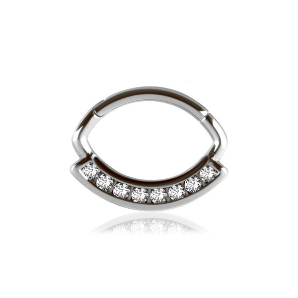 Chirurgenstahl 316L – Ovaler Segmentring Clicker mit eingefassten Premium-Zirkonia