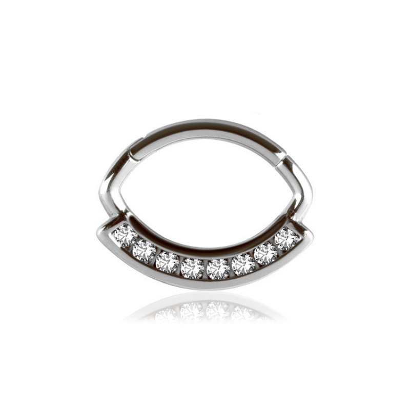 Chirurgenstahl 316L – Ovaler Segmentring Clicker mit eingefassten Premium-Zirkonia