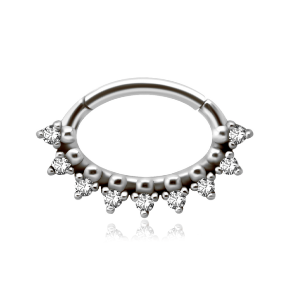 Chirurgenstahl 316L – Ovaler Segmentring Clicker mit eingefassten Premium-Zirkonia