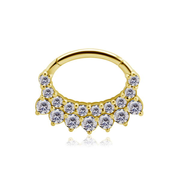 Chirurgenstahl 316L – Ovaler Segmentring Clicker mit eingefassten Zirkonia & PVD-Beschichtung