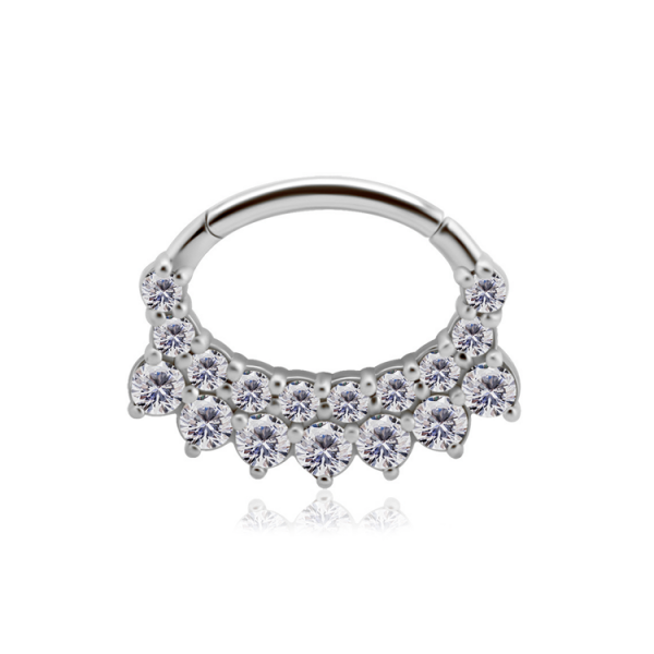 Chirurgenstahl 316L – Ovaler Segmentring Clicker mit eingefassten Premium-Zirkonia