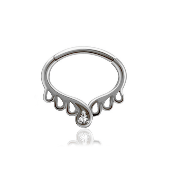 Chirurgenstahl 316L – Ovaler Segmentring Clicker mit gefasstem Zirkonia 