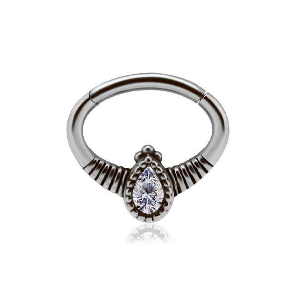 Chirurgenstahl 316L – Segmentring Clicker mit gefasstem Zirkonia