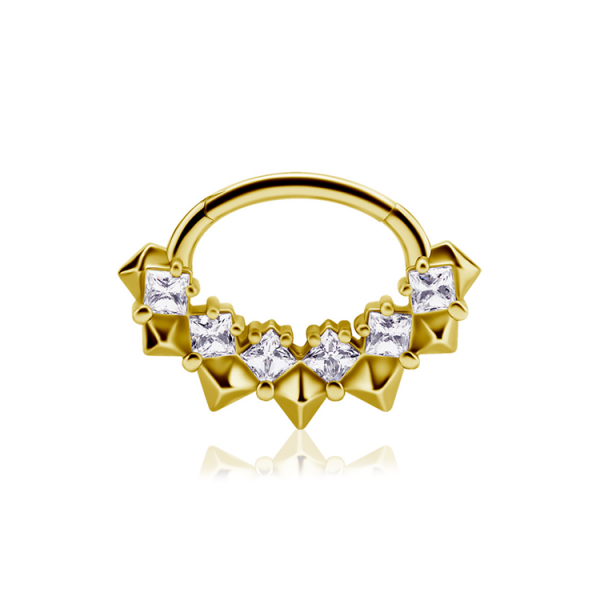 CoCr NF – Ovaler Segmentring Clicker mit eingefassten Premium-Zirkonia & PVD-Beschichtung