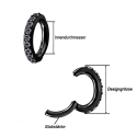 Chirurgenstahl 316L – Rook Segmentring Clicker oval mit eingefassten Premium-Zirkonia & PVD-Beschichtung 
