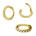 Chirurgenstahl 316L – Rook Segmentring Clicker oval mit eingefassten Premium-Zirkonia & PVD-Beschichtung 