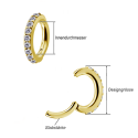 Chirurgenstahl 316L – Rook Segmentring Clicker oval mit eingefassten Premium-Zirkonia & PVD-Beschichtung 