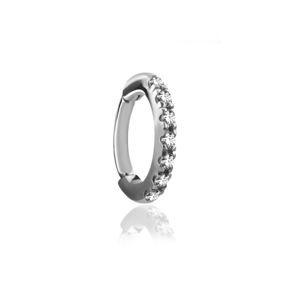 Chirurgenstahl 316L – Rook Segmentring Clicker oval mit eingefassten Premium-Zirkonia