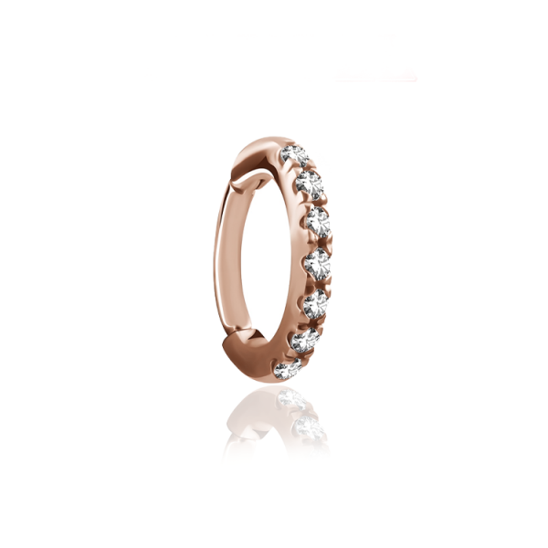 Chirurgenstahl 316L – Rook Segmentring Clicker oval mit eingefassten Premium-Zirkonia & PVD-Beschichtung 