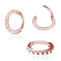 Chirurgenstahl 316L – Rook Segmentring Clicker oval mit eingefassten Premium-Zirkonia & PVD-Beschichtung 