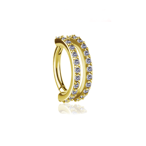 CoCr NF – Rook Segmentring Clicker oval mit eingefassten Premium-Zirkonia & PVD-Beschichtung 