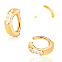 Chirurgenstahl 316L – Rook Segmentring Clicker oval mit eingefassten Premium-Zirkonia & PVD-Beschichtung 
