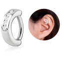 Chirurgenstahl 316L – Rook Segmentring Clicker oval mit eingefassten Premium-Zirkonia