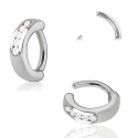 Chirurgenstahl 316L – Rook Segmentring Clicker oval mit eingefassten Premium-Zirkonia